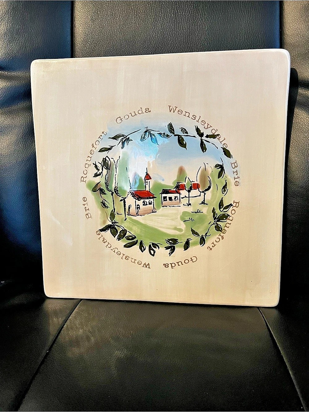 World Market HandPainted Ceramic 12x12 Cheese Platter Dishwasher, Microwave Safe